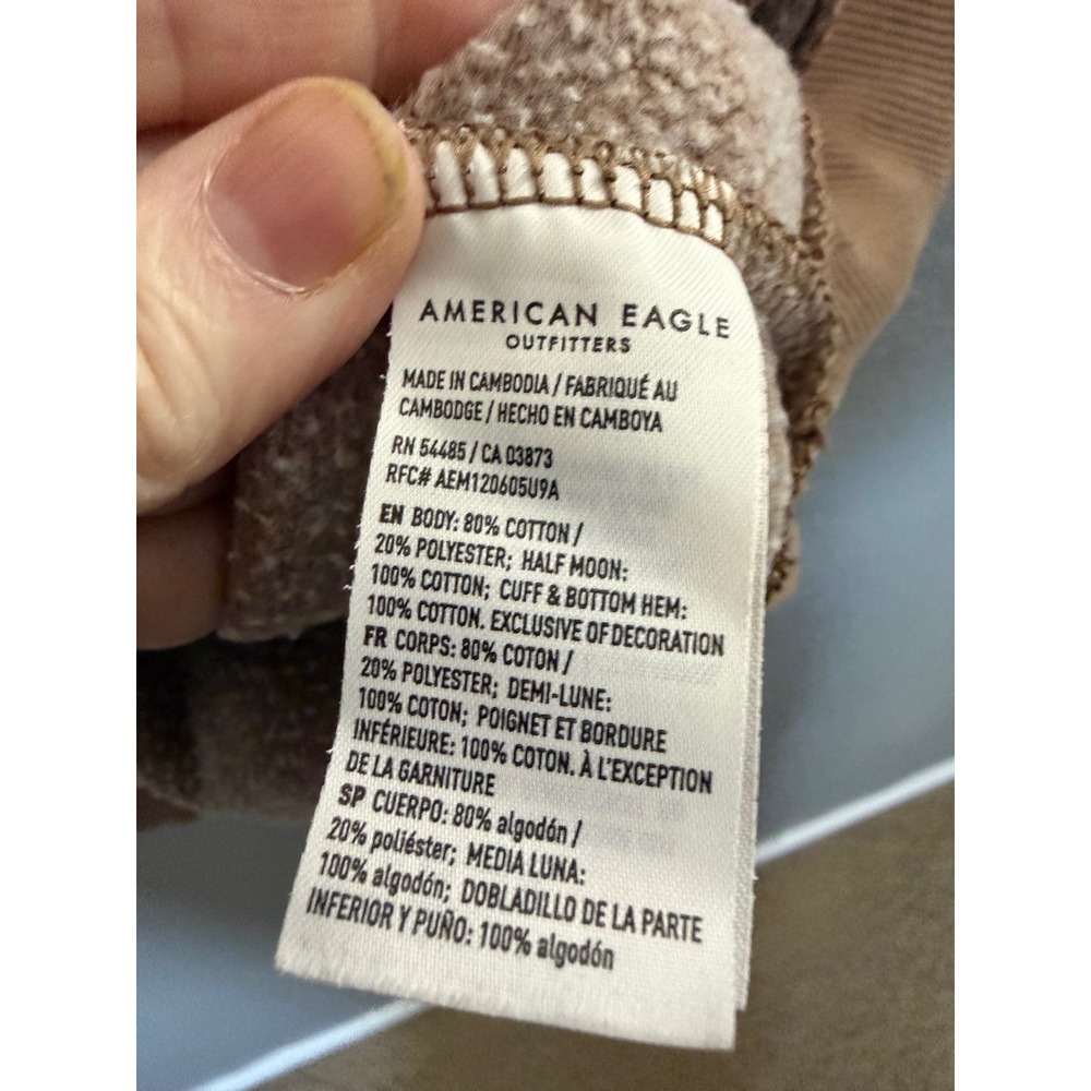 American Eagle Outfitters Oversize Sweatshirt XL Slouchy Tan Fleece Mountain - Picture 6 of 8